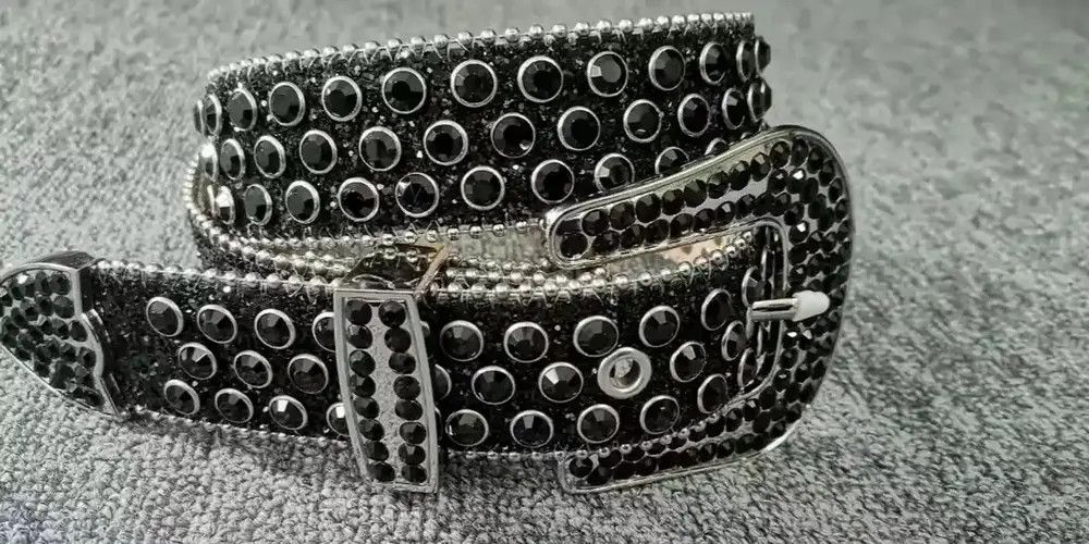 Japanese Brand Black Rhinestone Vintage Belt Size ONE SIZE - 7 Thumbnail