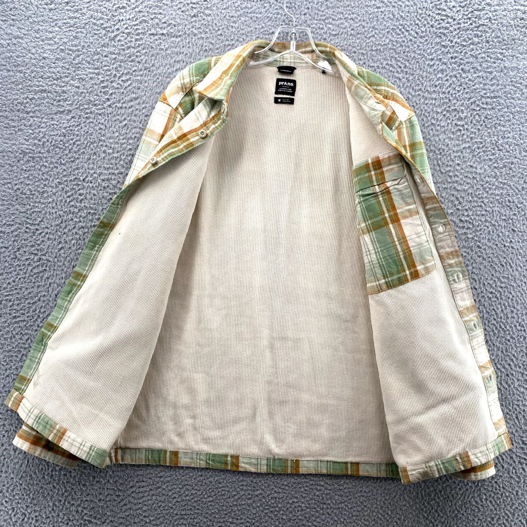 Prana prAna Shirt Men Medium Green Plaid Flannel Thermal Shacket Outdoor Camp Casual Workwear Size US M / EU 48-50 / 2 - 2 Thumbnail
