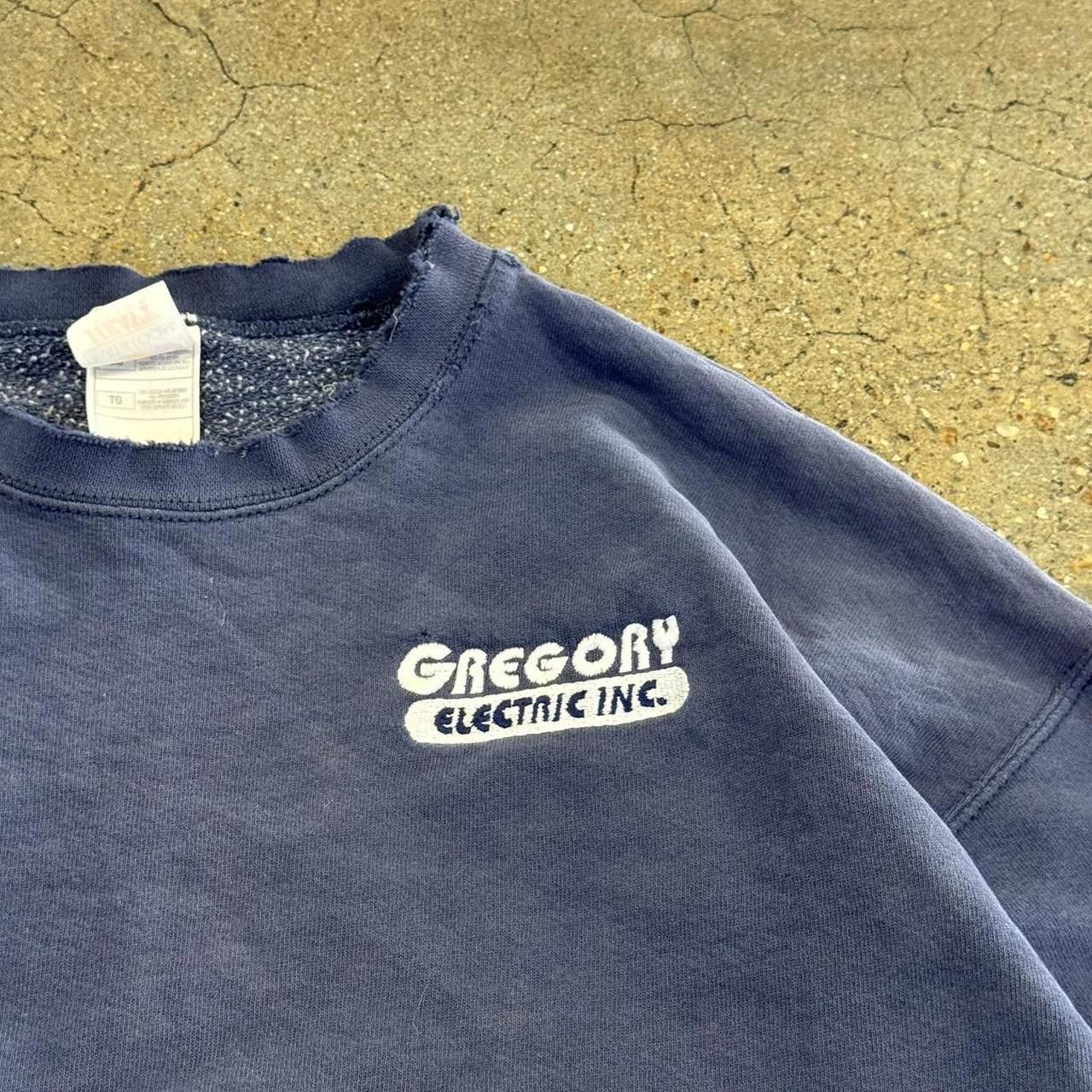 Fruit Of The Loom × Vintage VTG 90s Perfectly Thrashed Navy Crewneck Sweatshirt Size US XL / EU 56 / 4 - 3 Thumbnail