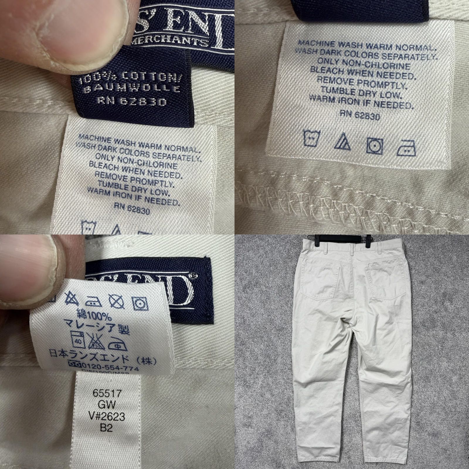 Lands' End VINTAGE Lands' End Chino Pants Mens 36 Regular White Cotton Twill 5-Pocket Tapered Leg Casual Preppy 90s Size US 36 / EU 52 - 8 Thumbnail