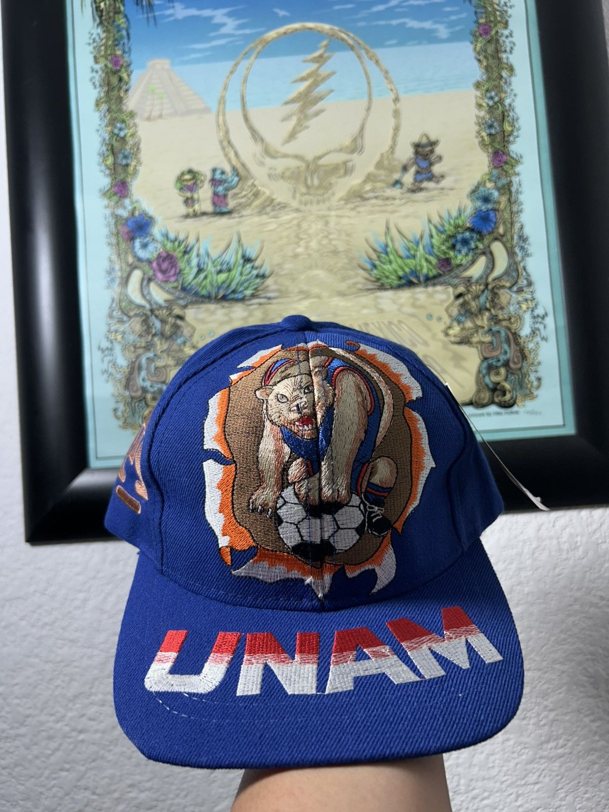 Pumas UNAM Big Print Hat Mexican Soccer Bootleg 90s