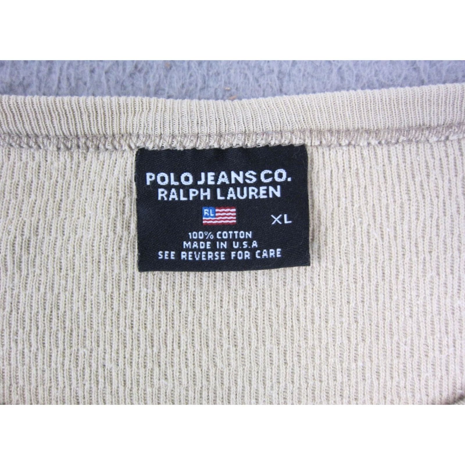 Polo Ralph Lauren VINTAGE Polo Jeans Ralph Lauren Shirt Womens XL Beige Crop Made in USA 90s Size XL / US 12-14 / IT 48-50 - 3 Thumbnail