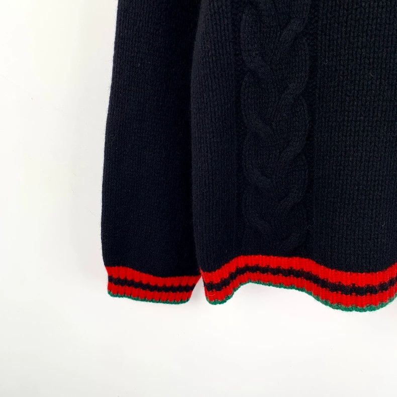 Gucci Gucci Dark blue striped twisted wool round-neck long-sleeve Size US L / EU 52-54 / 3 - 4 Thumbnail