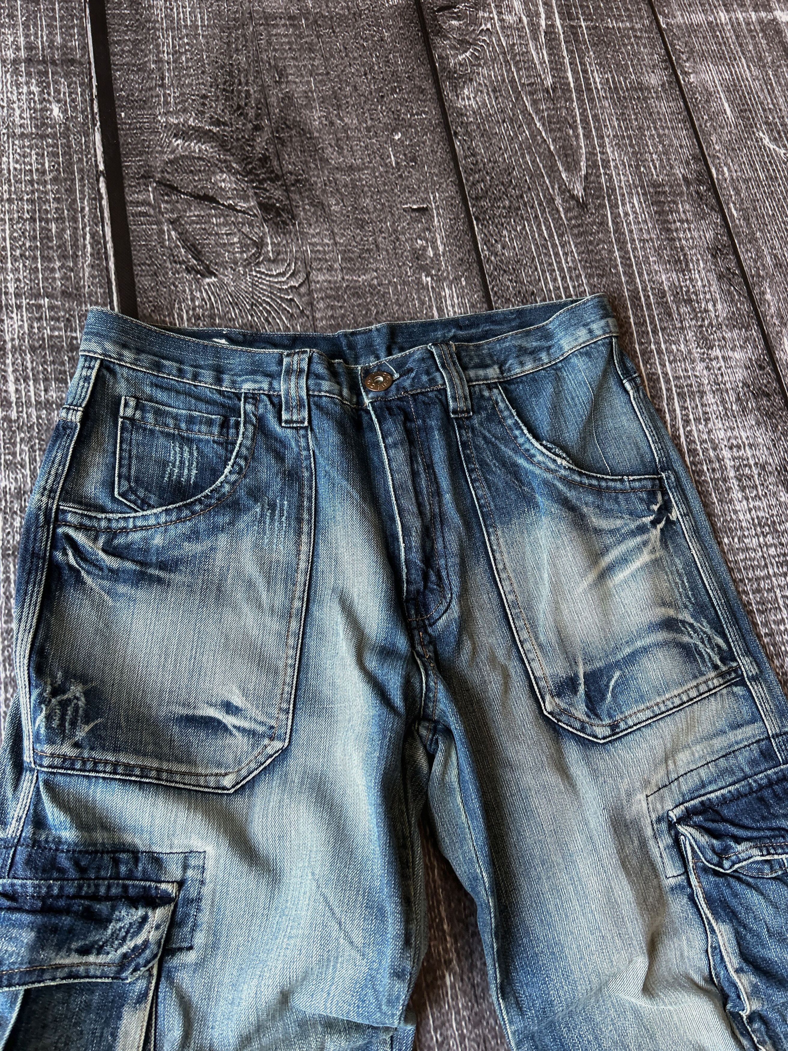 Vintage Baggy Denim Cargo Jeans Multi Pocket Wide Leg Y2K Streetwear Size US 32 / EU 48 - 6 Thumbnail