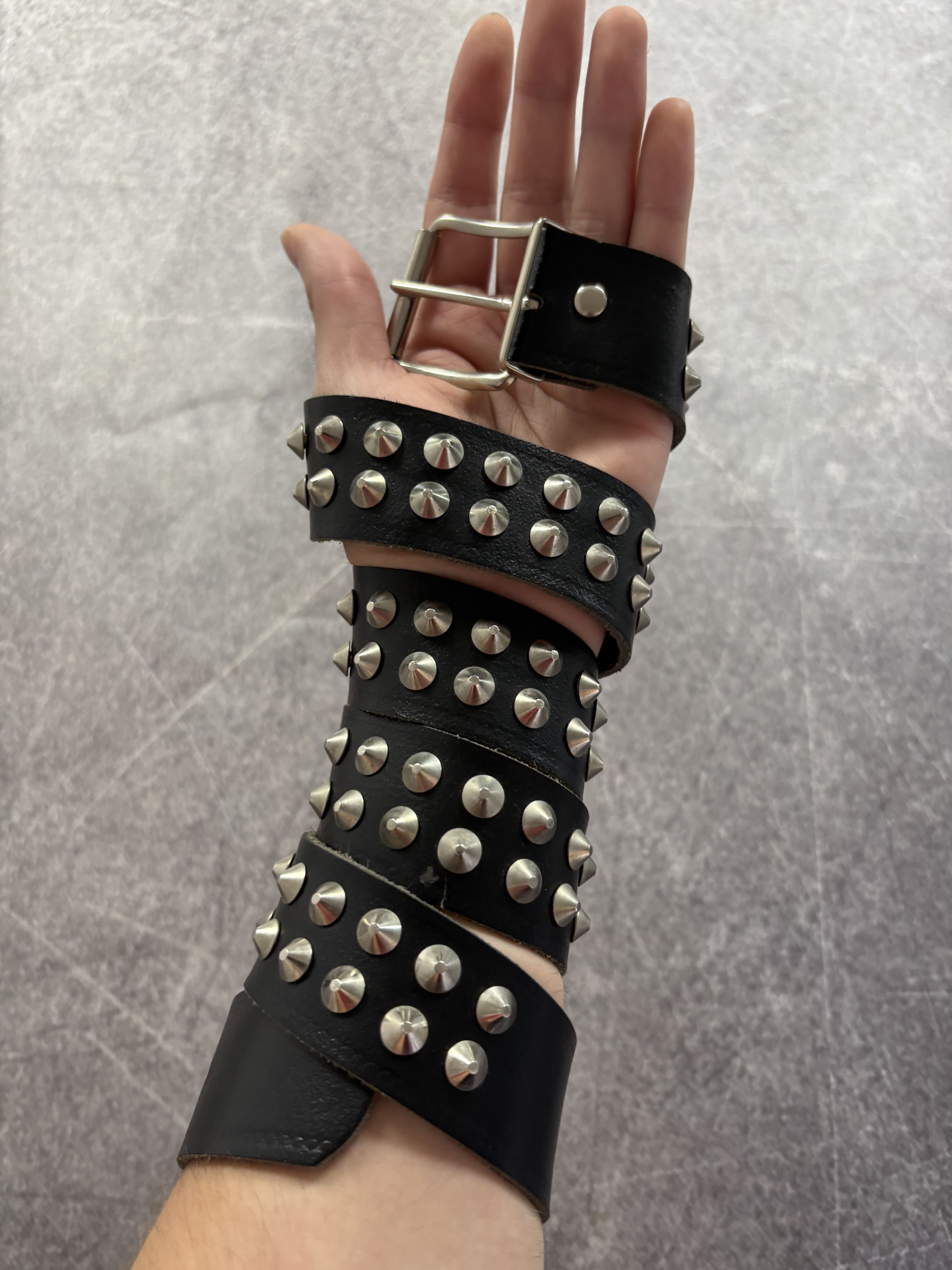B.B. Simon VTG CHROME HEARTS DIESEL STYLE HEAVY LEATHER METAL BELT Size ONE SIZE - 1 Thumbnail