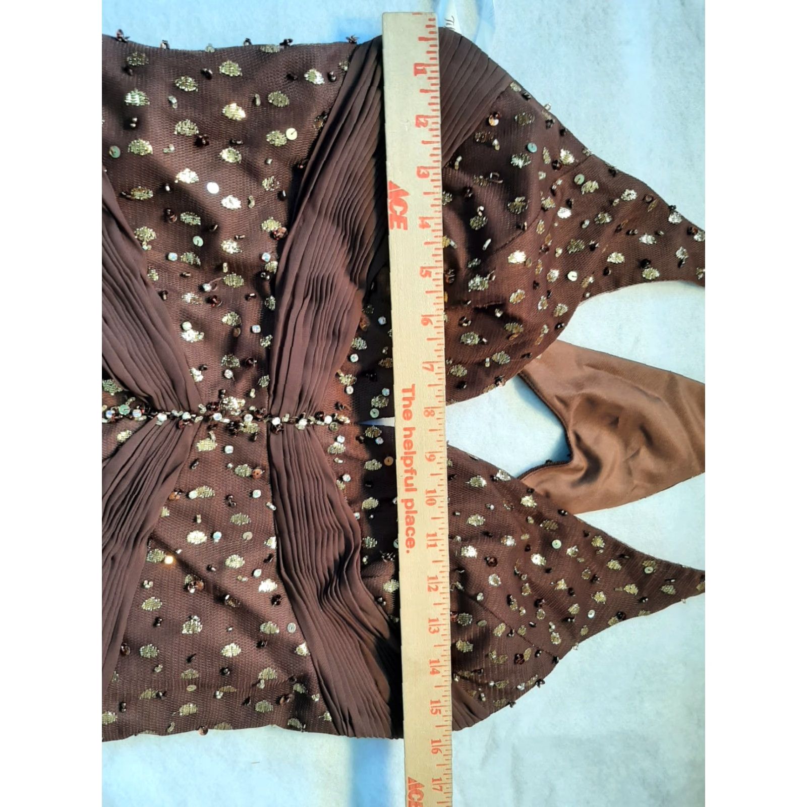 Vintage Tiffany Designs Dress 14 Cafe Brown Gold Dots Sleeveless 63" Long Brown Women's Dress Size ONE SIZE - 3 Thumbnail