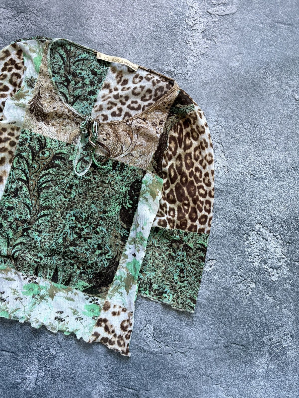Roberto Cavalli Class Roberto Cavalli Abstract Leopard Floral Print Mesh Top Size S / US 4 / IT 40 - 4 Thumbnail