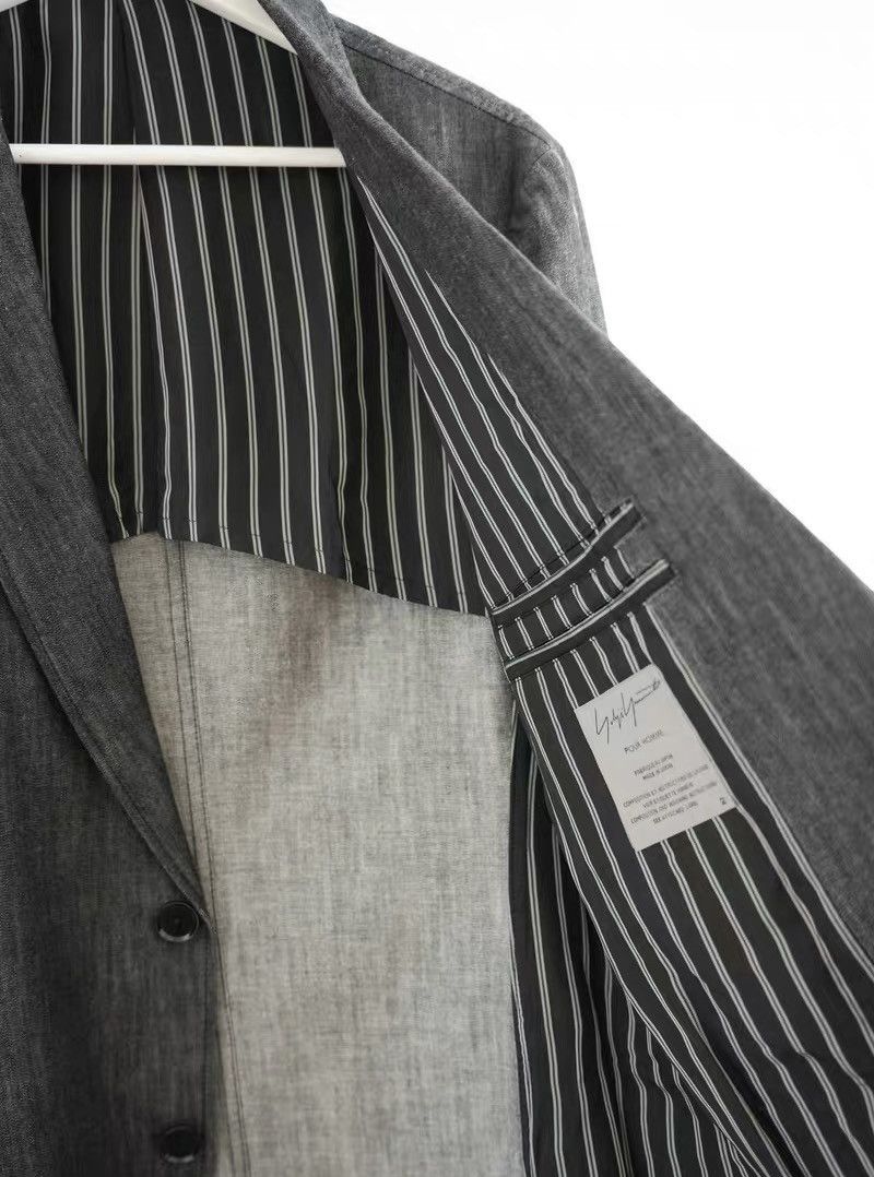 Yohji Yamamoto Yohji Yamamoto 10SS Striped Sleeve White-Stitch Blazer Size 40R - 4 Thumbnail