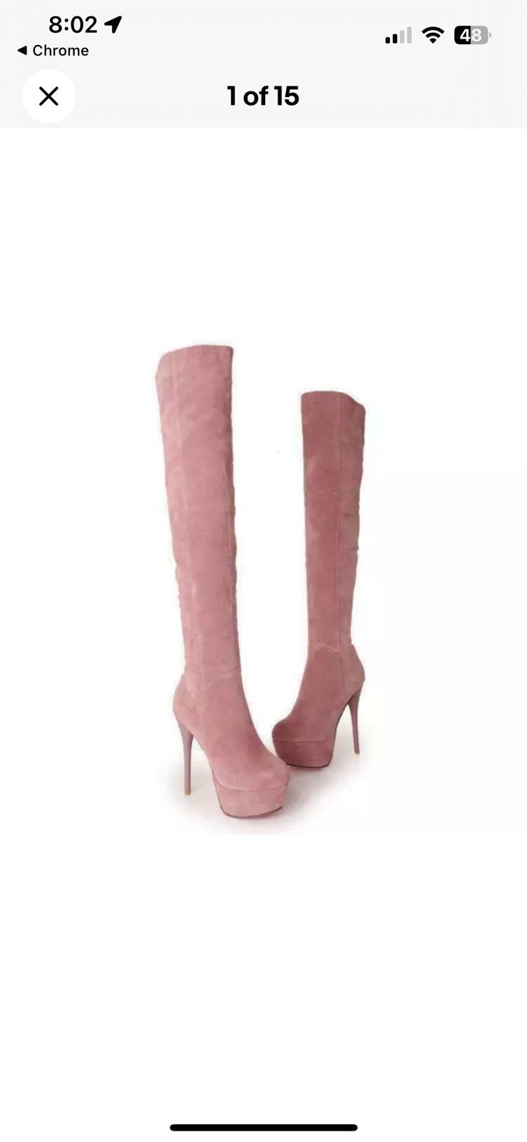 Pastel pink thigh high faux suede boots stiletto