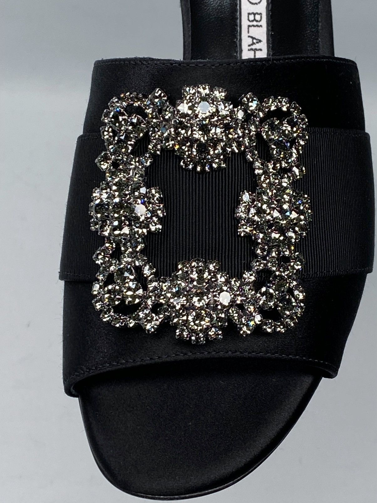Manolo Blahnik Martanew Embellished Satin Mules size 37.5