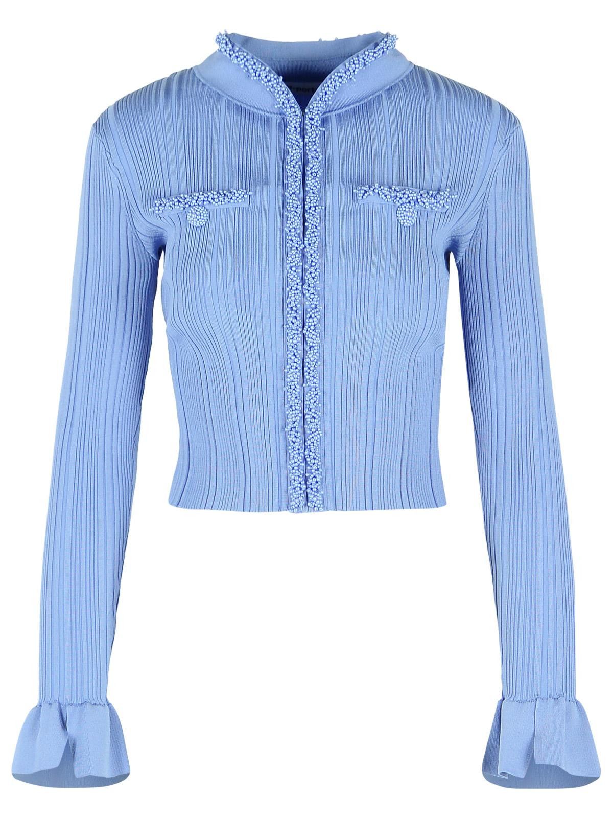 Self-Portrait SELF PORTRAIT 'Pearl' Cardigan In Light Blue Viscose Blend Size S / US 4 / IT 40 - 1 Thumbnail