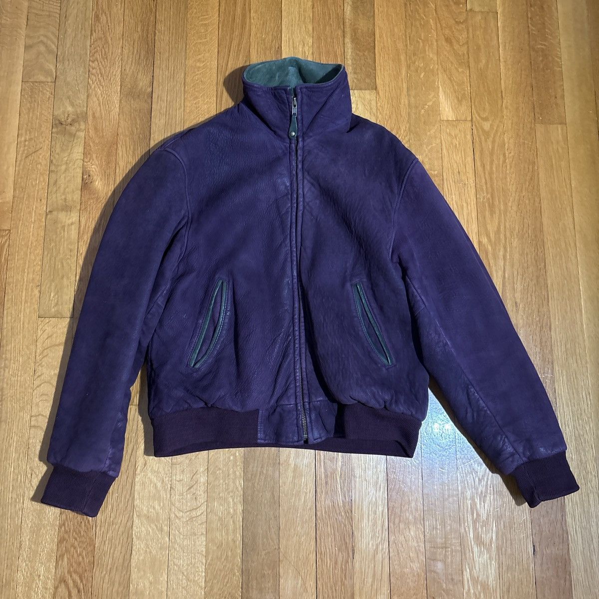 L.L. Bean vintage 2000s rare l.l.bean purple leather bomber jacket Size US S / EU 44-46 / 1 - 1 Thumbnail