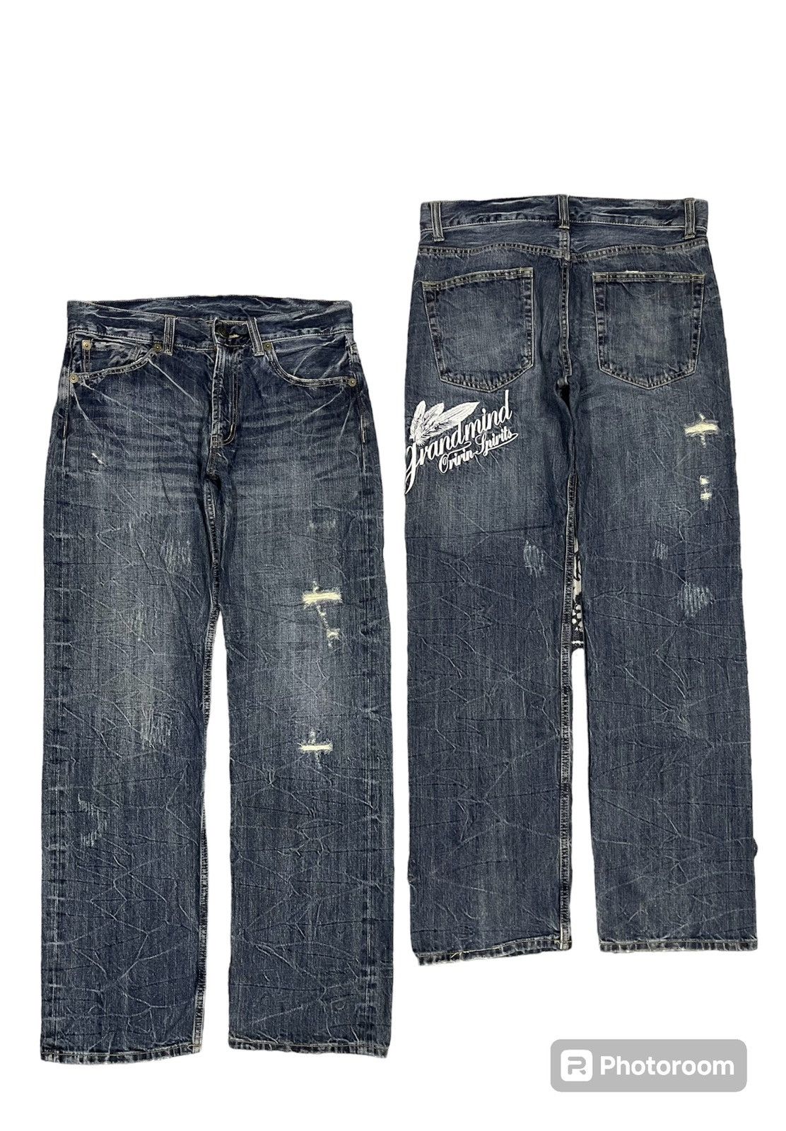 If Six Was Nine Y2K GRAND MIND ORIGIN SPIRIT RARE JEANS EMBROIDERED Size US 32 / EU 48 - 1 Thumbnail