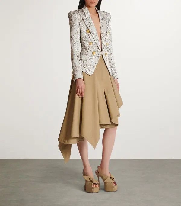 Balmain o1s1wg111025 Redcurrant Print Blazer in Multicolor Size M / US 6-8 / IT 42-44 - 2 Thumbnail