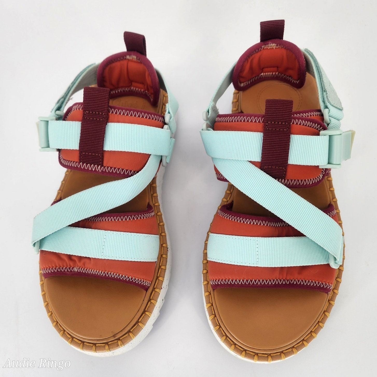 Chloe Chloé Lilli Multi-Strap Platform Sandals Orange/Teal EU 38 Size US 8 / IT 38 - 12 Thumbnail