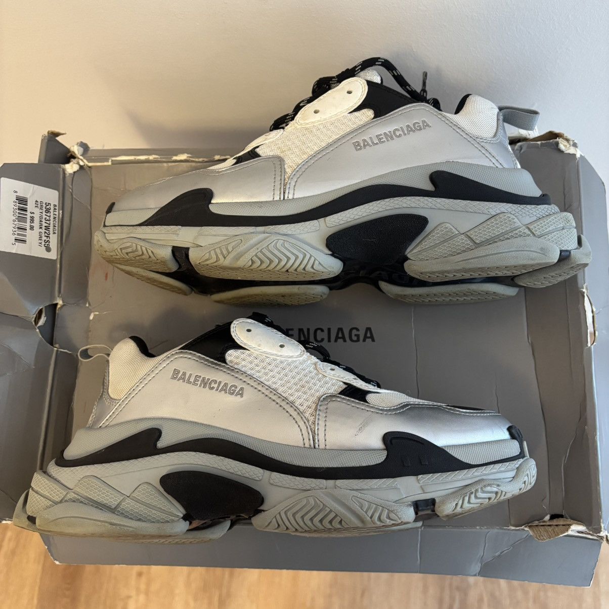 Balenciaga Balenciaga Grey Silver Triple S Size 42 Size US 9 / EU 42 - 2 Thumbnail