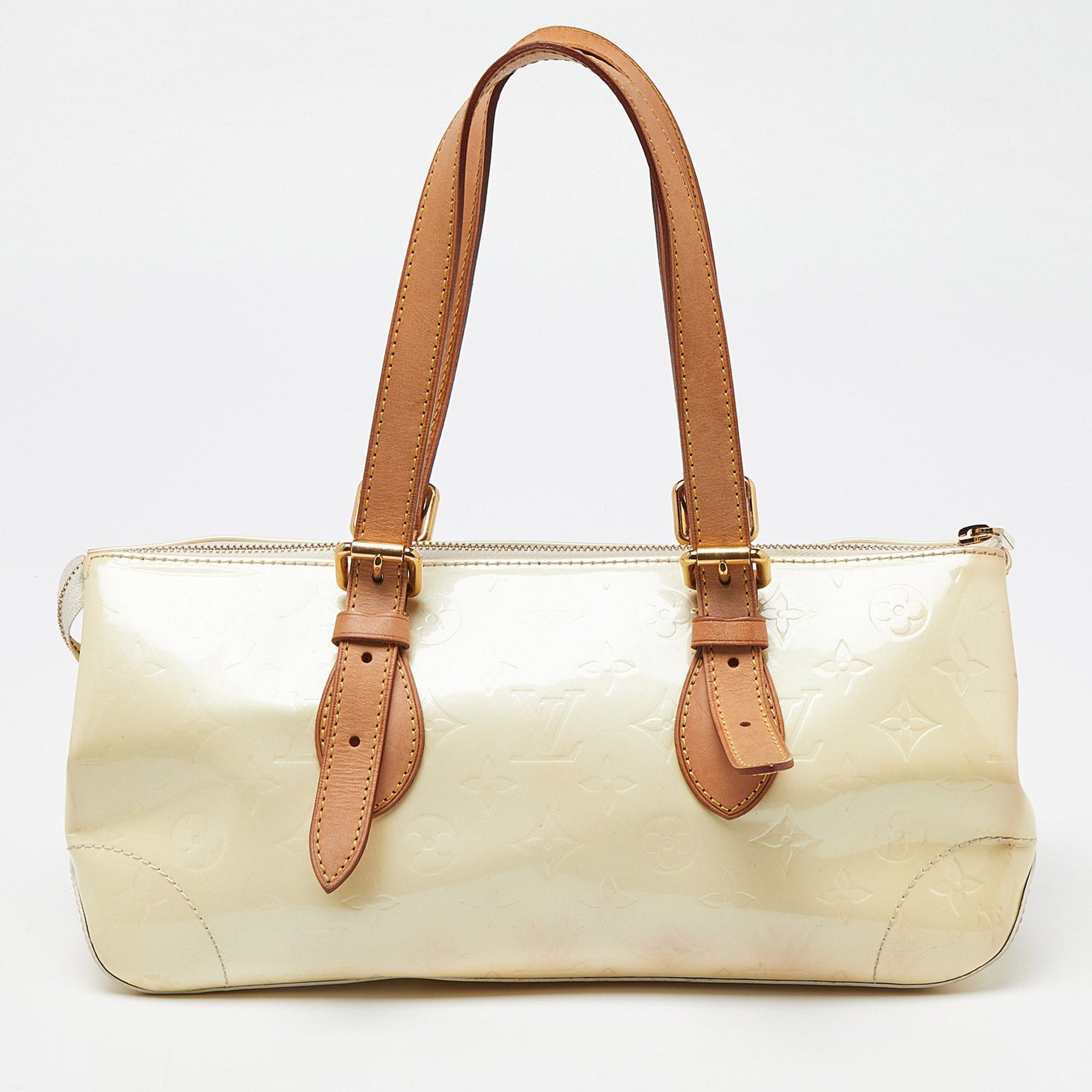 image of Louis Vuitton Perle Monogram Vernis Rosewood Avenue Bag in White, Women's