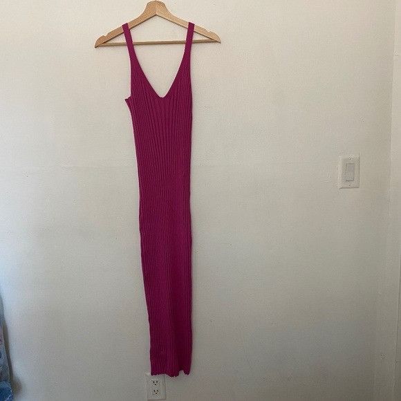Other Fashion to Figure Pink V-Neck Low Back Bodycon Sweater Midi Size XXL / US 16-18 / IT 52-54 - 1 Thumbnail