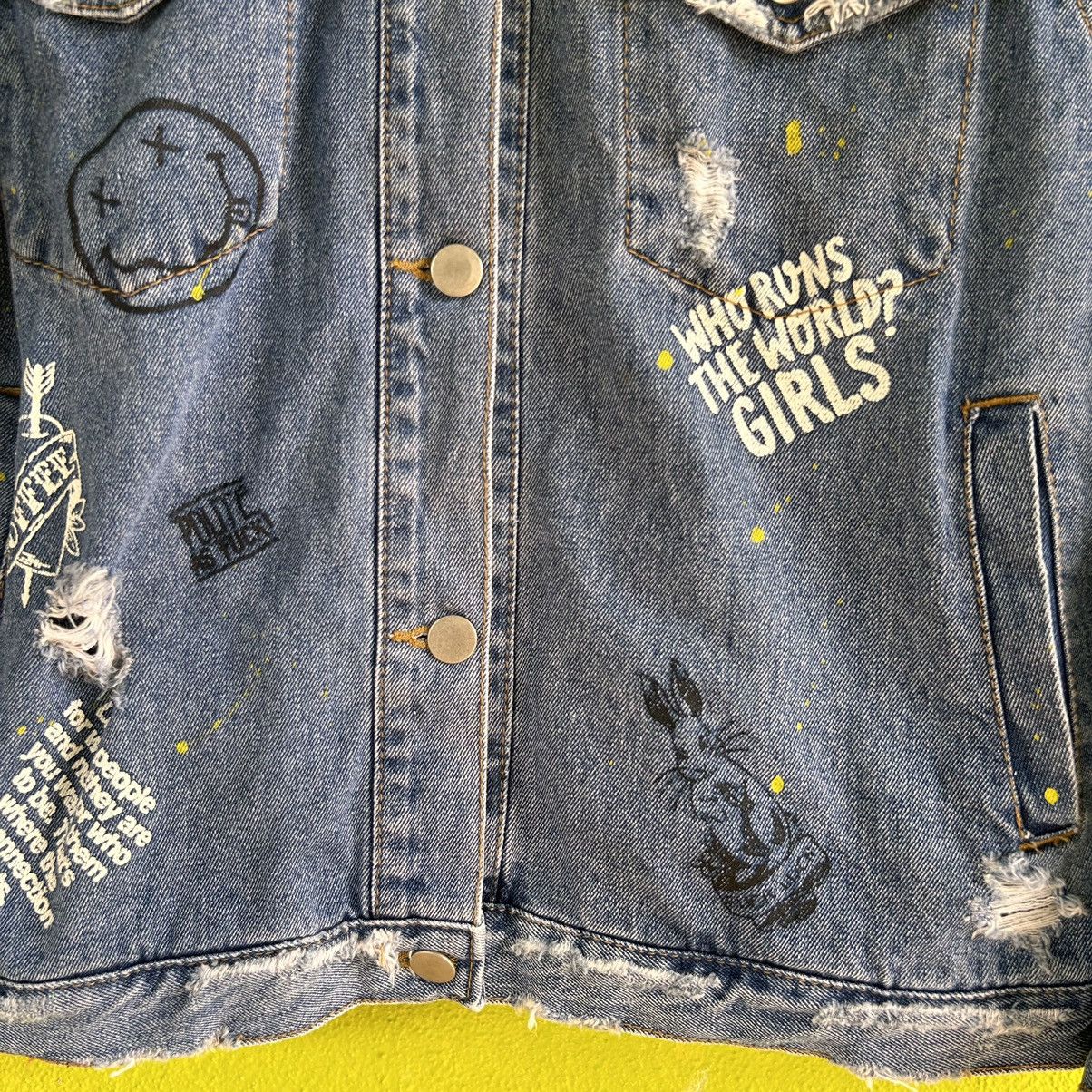 Vintage Vintage Japanese Brand Full Print Denim Jacket Size L / US 10 / IT 46 - 5 Thumbnail