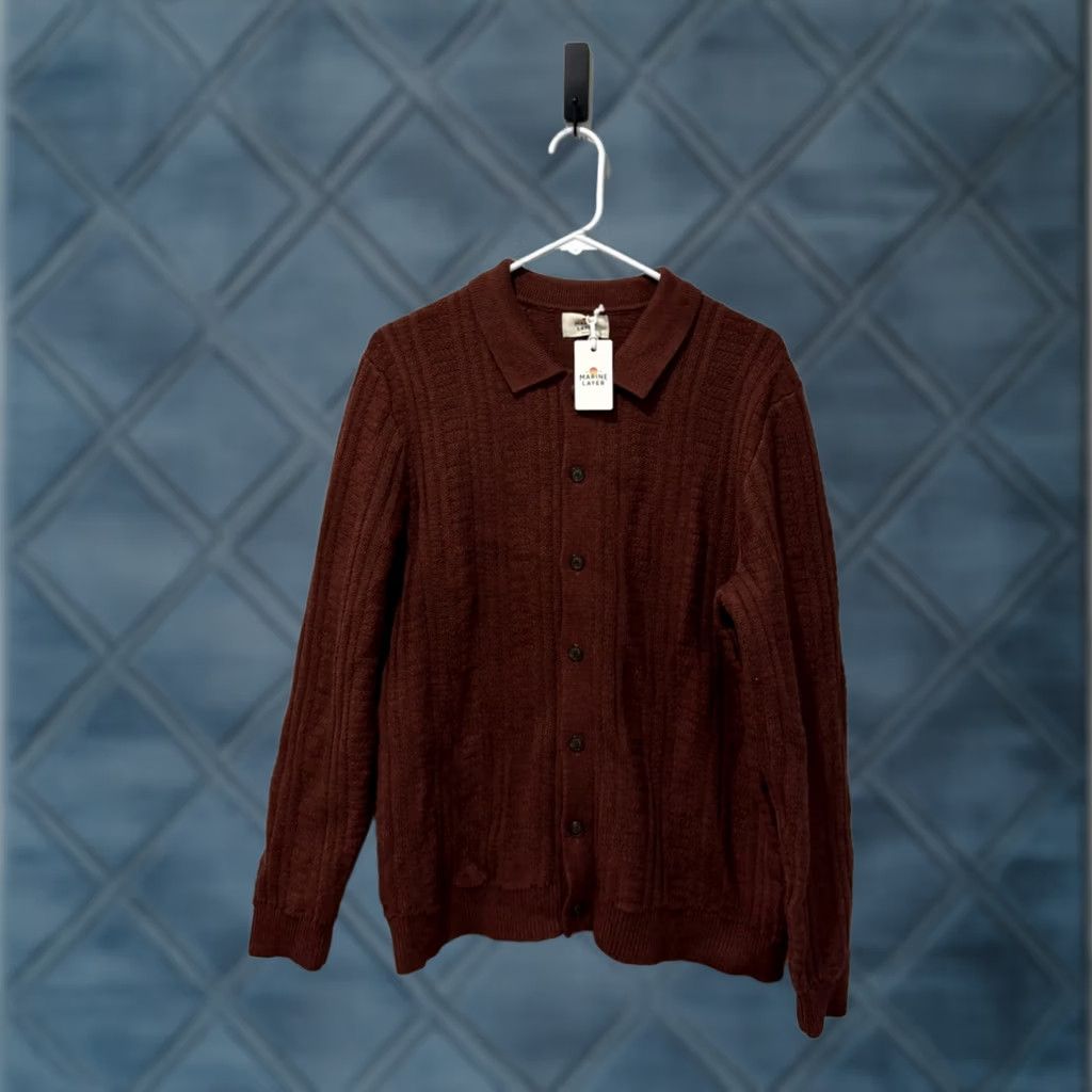 Marine Layer Marine Layer Cardigan Sweater Men’s M Maroon Button Knit Cotton Nylon Wool Cabled Regular Size US M / EU 48-50 / 2 - 1 Thumbnail