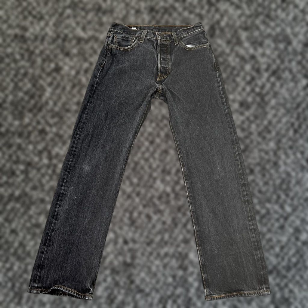 Levi's Levi's 501 Jeans Men 29x28 Black Denim Straight Leg Button Fly Casual Pants Size US 29 - 1 Thumbnail