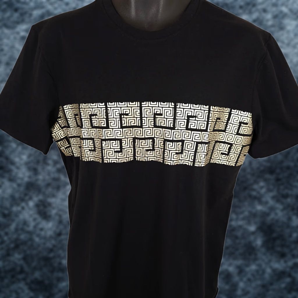 Vintage Casa Moda T Shirt Mens Size Medium Black Gold Greek Key Meander NEW Shirt Mens M Black Gold Meander Luxury 2020s Size US M / EU 48-50 / 2 - 1 Thumbnail