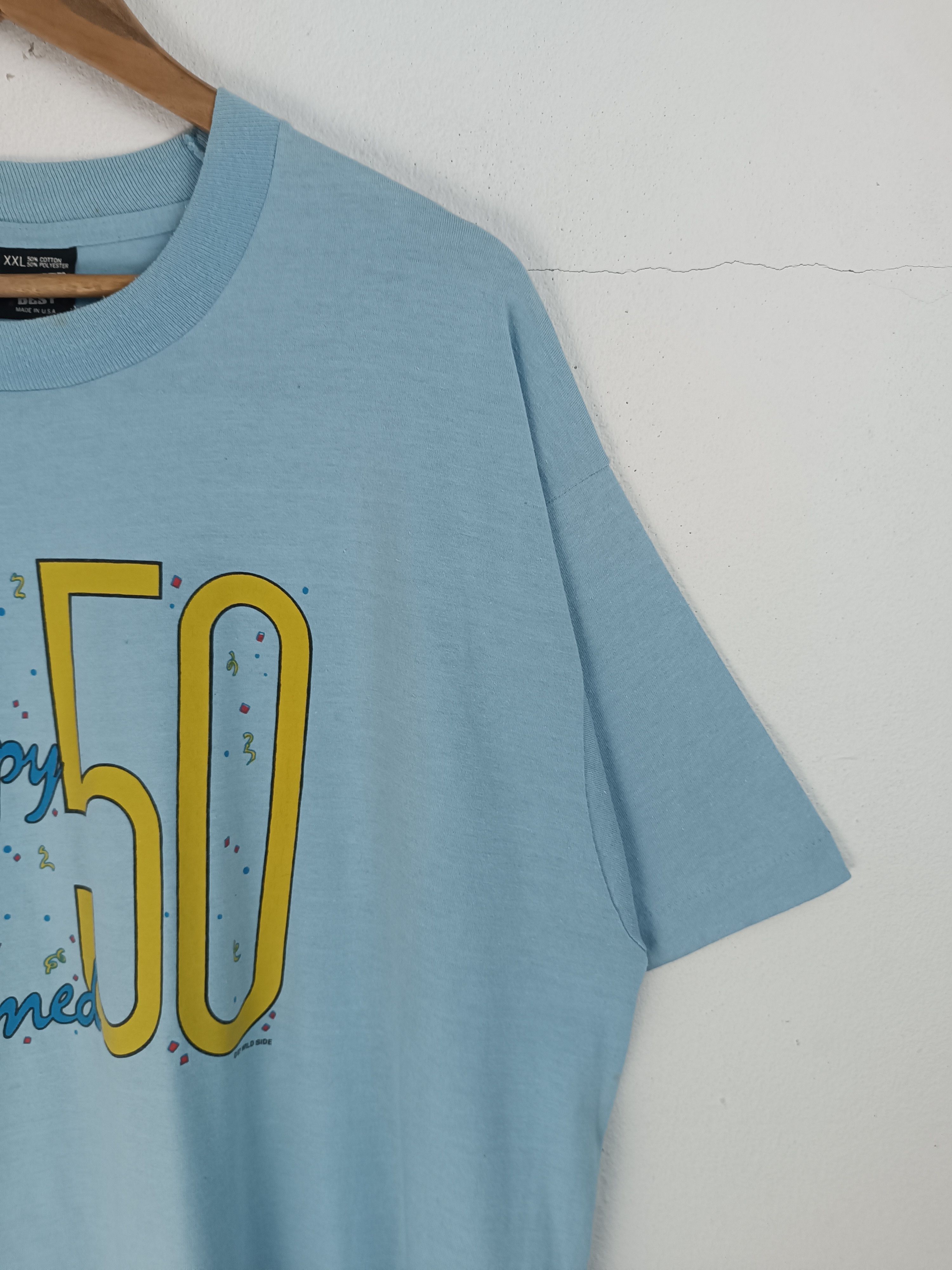 Vintage VINTAGE 80'S SHIT TURNED 50 HUMOR ADULT FUNNY STATEMENT TEE Size US XXL / EU 58 / 5 - 6 Thumbnail