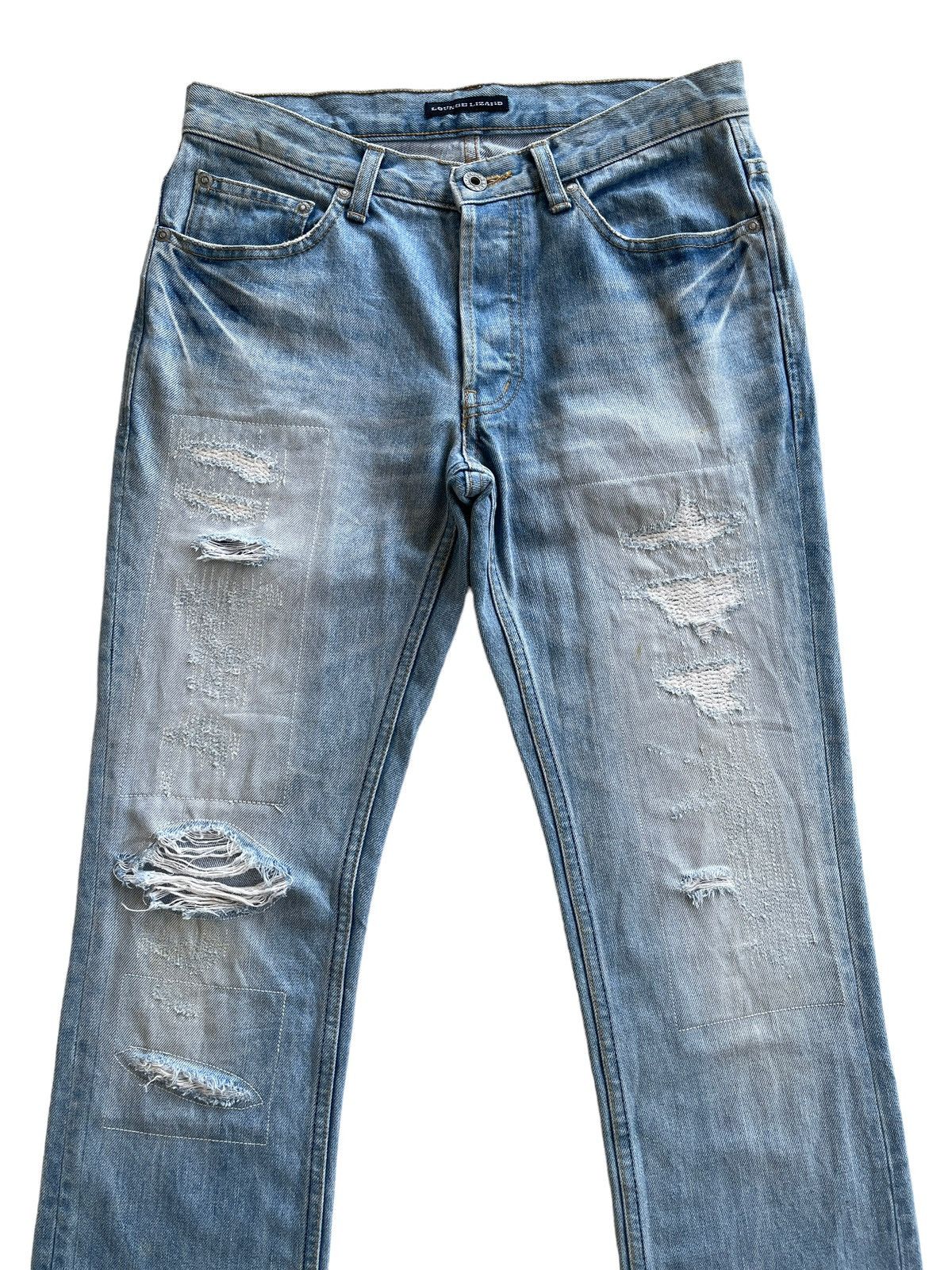 Japanese Brand Lounge Lizard Distressed Straight Cut Denim Size US 29 - 4 Thumbnail