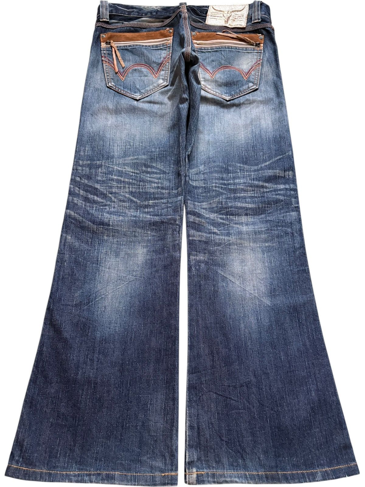 Edwin × Japanese Brand Vintage Japanese Edwin Bleach Mud Wash Bootcut Flare Jeans Size US 33 - 2 Thumbnail