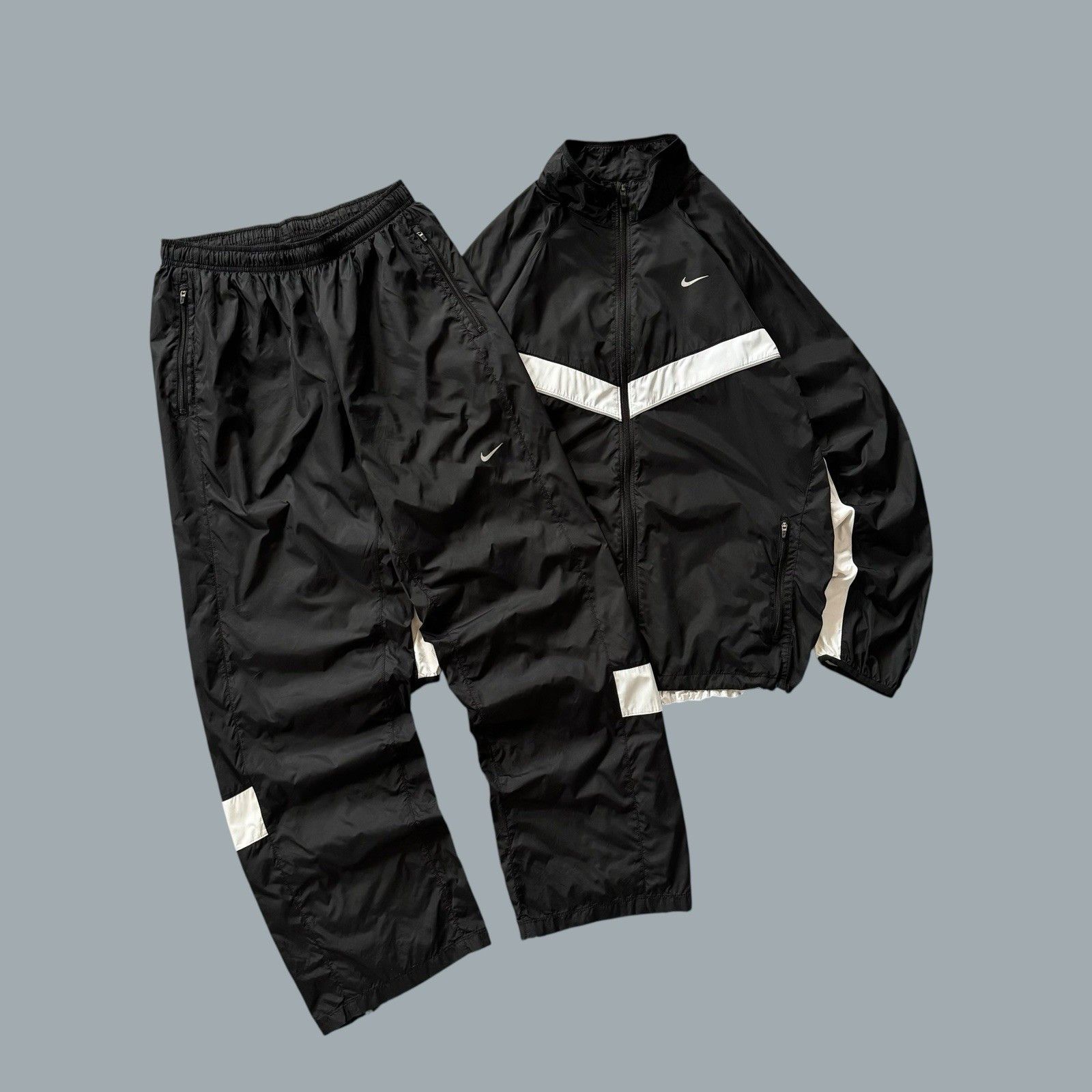 Nike Nylon Track Suit Vintage Jacket And Pants Drill Y2K