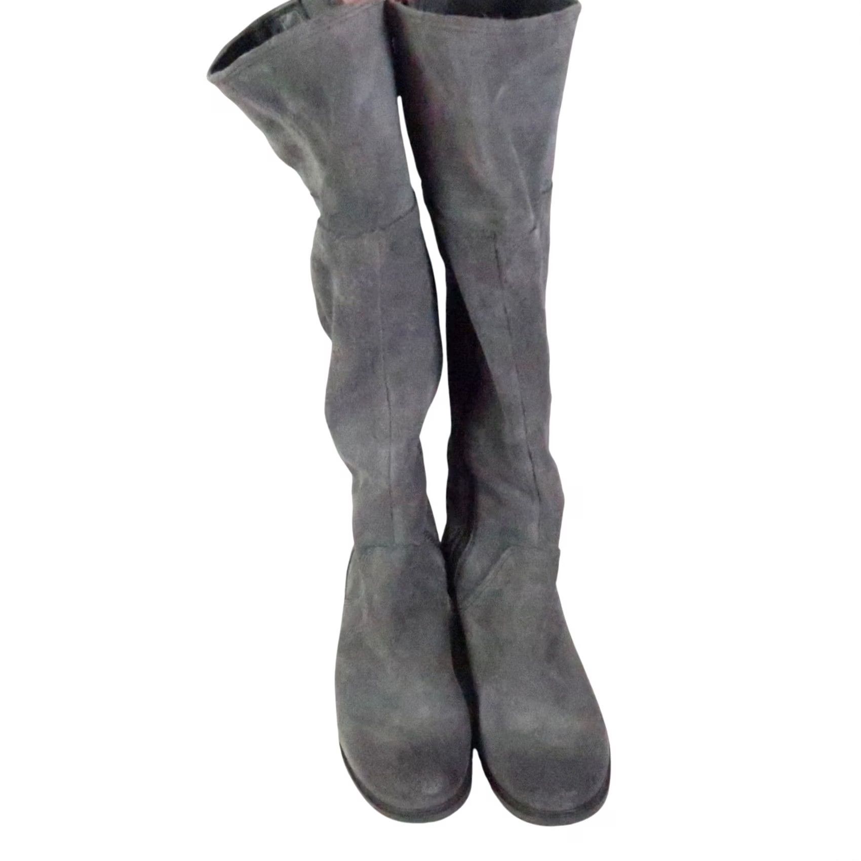 Timberland Timberland Grey Suede Leather Tall Knee High Boots Womens 8 Riding Boot Zip 18" Height 1.5" Heel Casual Fall Winter Spring Women Size US 8 / IT 38 - 2 Thumbnail