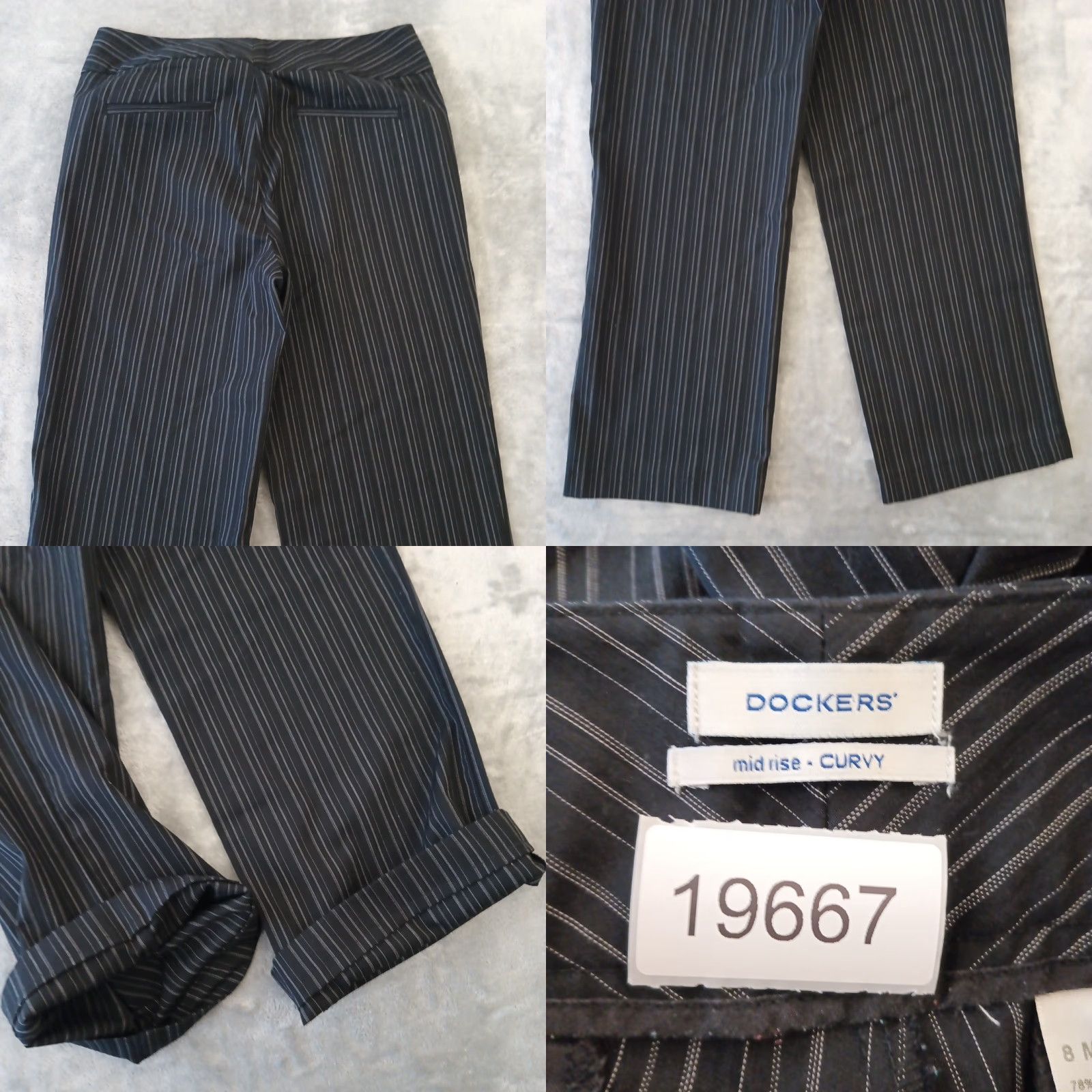 Dockers **DRESS PANTS BLACK ZIP STRIPED WOMENS SIZE 8 ALTERED HEM** User: Dress Pants Black Zip Striped Women's Size 8 Altered Hem Size 30" / US 8 / IT 44 - 8 Thumbnail