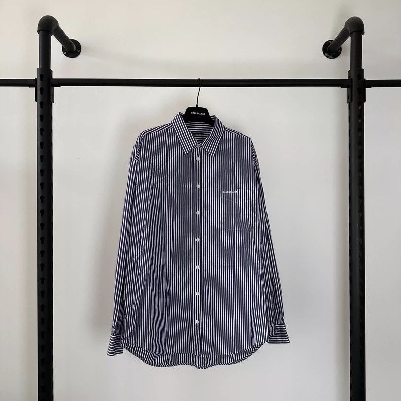 Balenciaga Balenciaga size 37 Embroidered logo silhouette striped shir Size US M / EU 48-50 / 2 - 1 Thumbnail