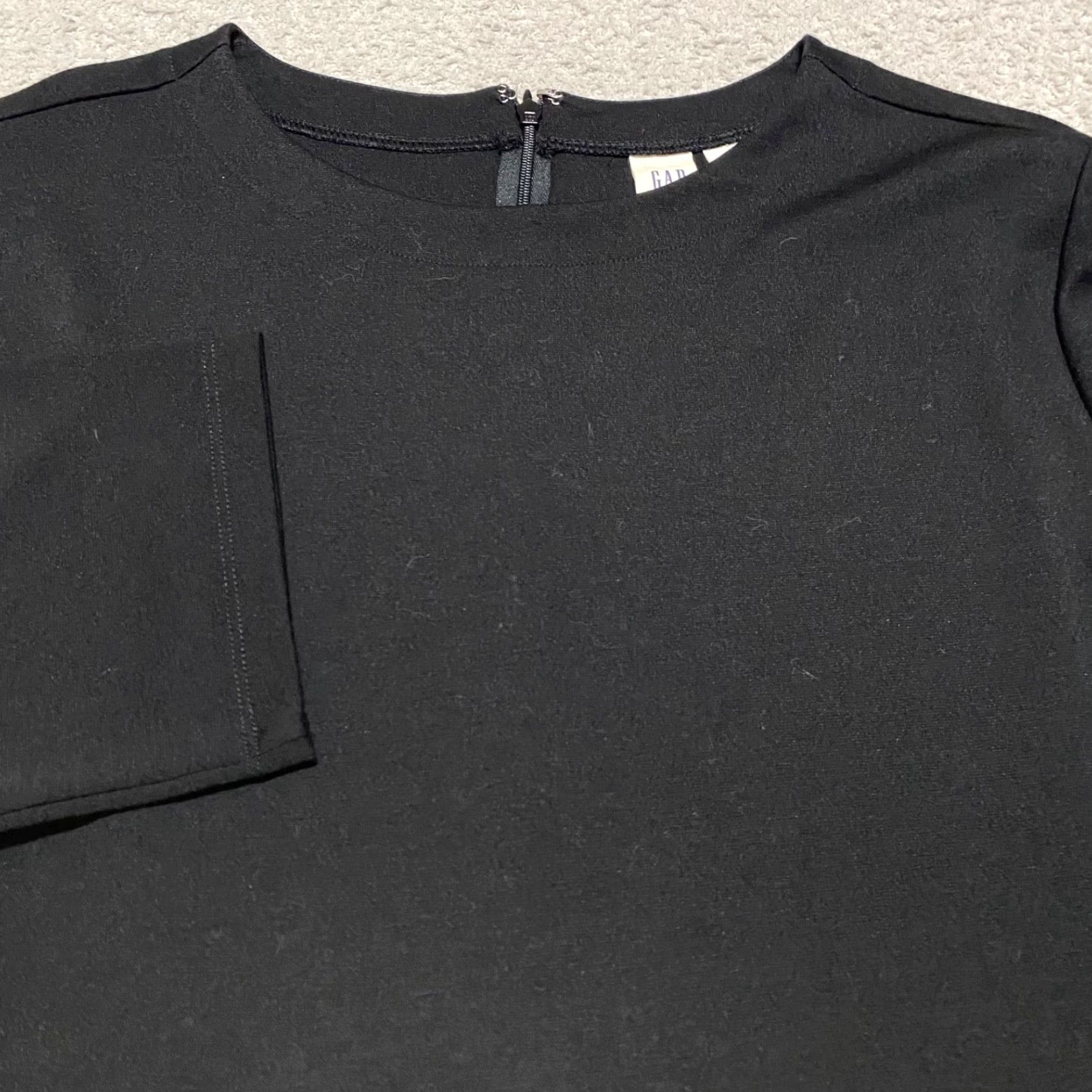 Gap Gap Dress Womens 18 Black Midi 3/4 Sleeve Round Neck A-Line Gap Size 40" / US 18 - 4 Thumbnail