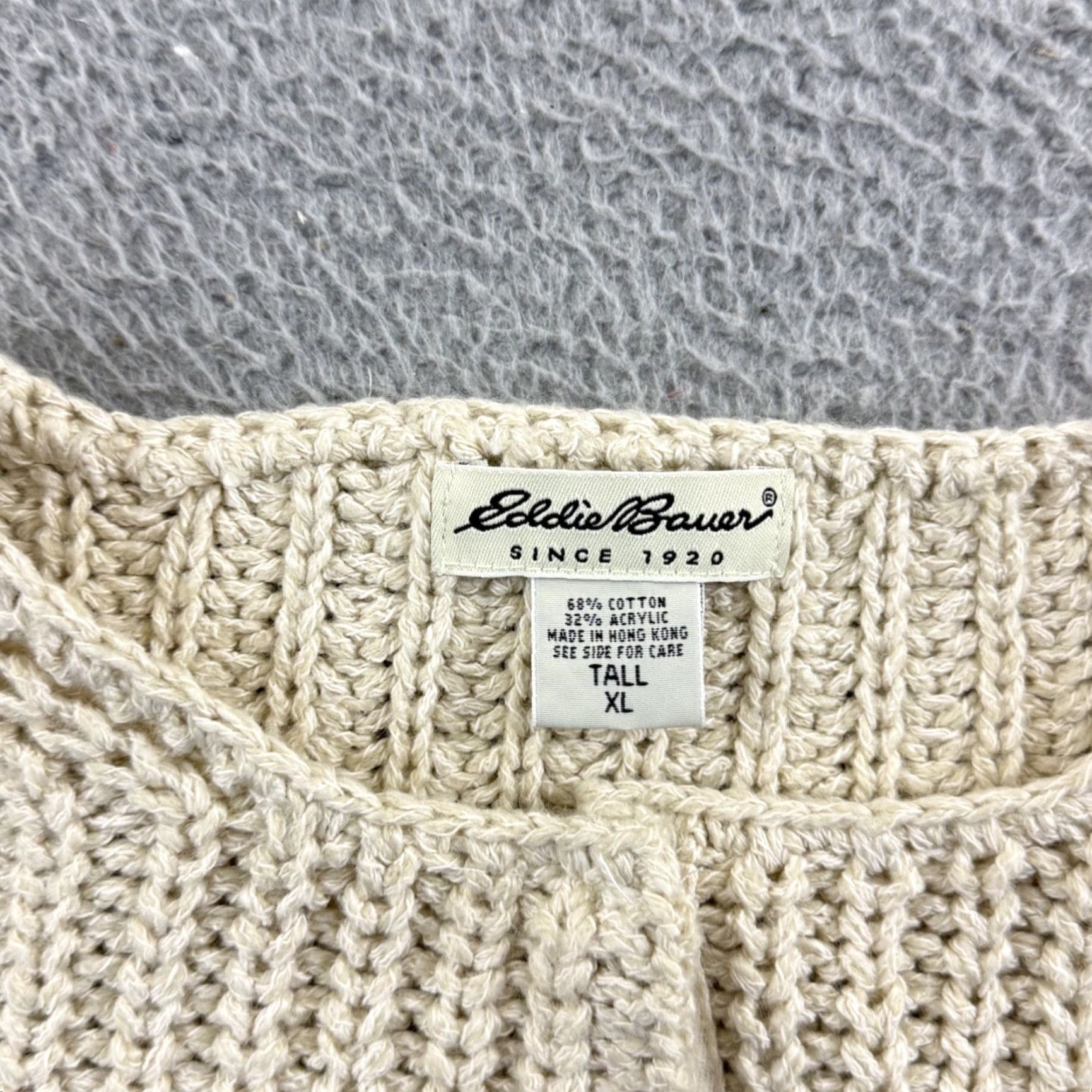 Eddie Bauer VINTAGE Eddie Bauer Sweater Womens XL Tall Ivory Knit Ribbed Snap Cropped Striped Boho Size XL / US 12-14 / IT 48-50 - 6 Thumbnail