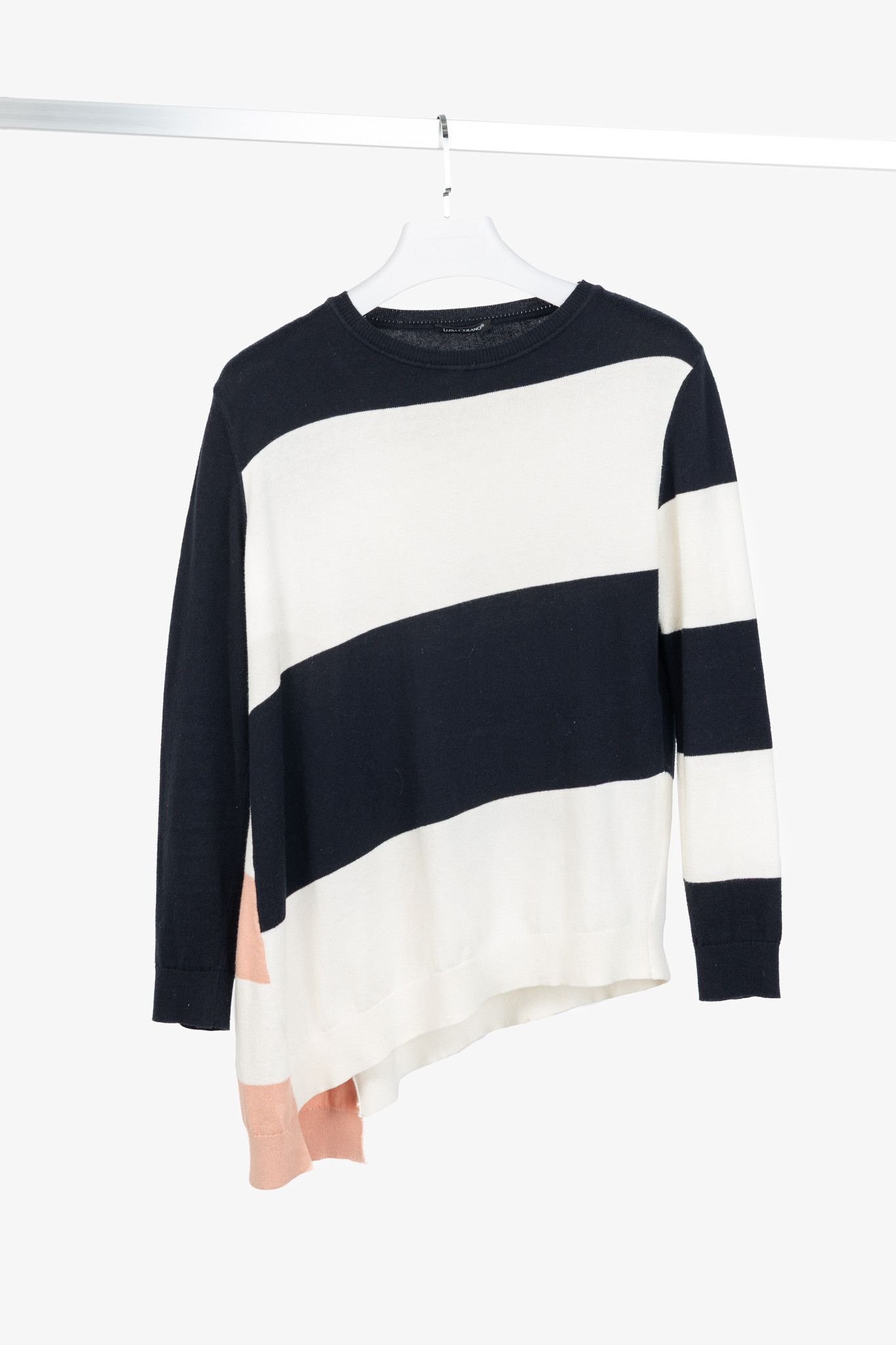 Luisa Cerano Luisa Cerano Striped Cotton-Blend Asymmetric Sweater Size L / US 10 / IT 46 - 1 Thumbnail