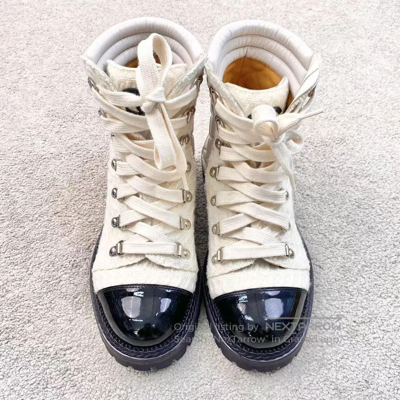 Chanel Chanel White diamond plaid Martin boots| Size US 6.5 / IT 36.5 - 2 Thumbnail