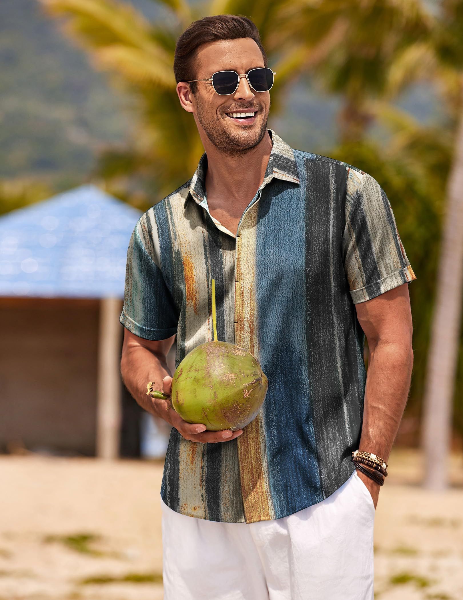 Vintage Men's linen beach summer shirt Size US L / EU 52-54 / 3 - 1 Thumbnail
