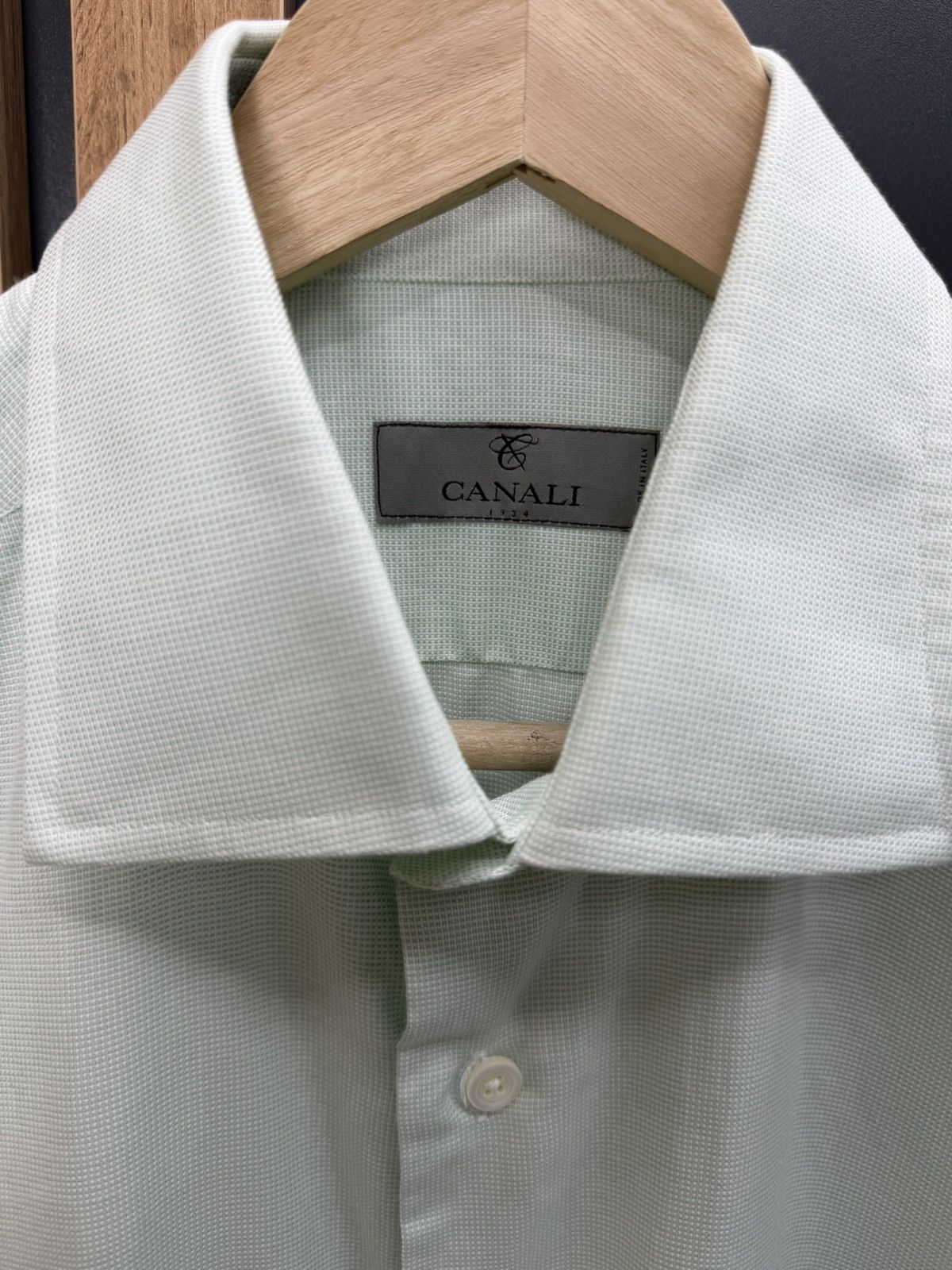 Canali Canali Mens Dress Shirt Mint Green Cotton Size 41/16 Size US L / EU 52-54 / 3 - 4 Thumbnail