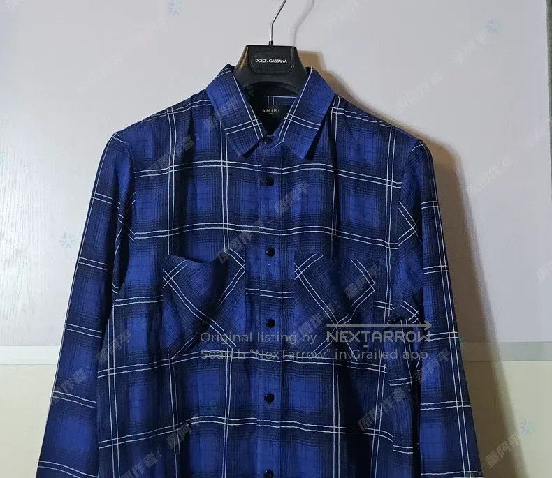 Amiri Amiri Blue Plaid Long Sleeve Shirt Size US L / EU 52-54 / 3 - 2 Thumbnail