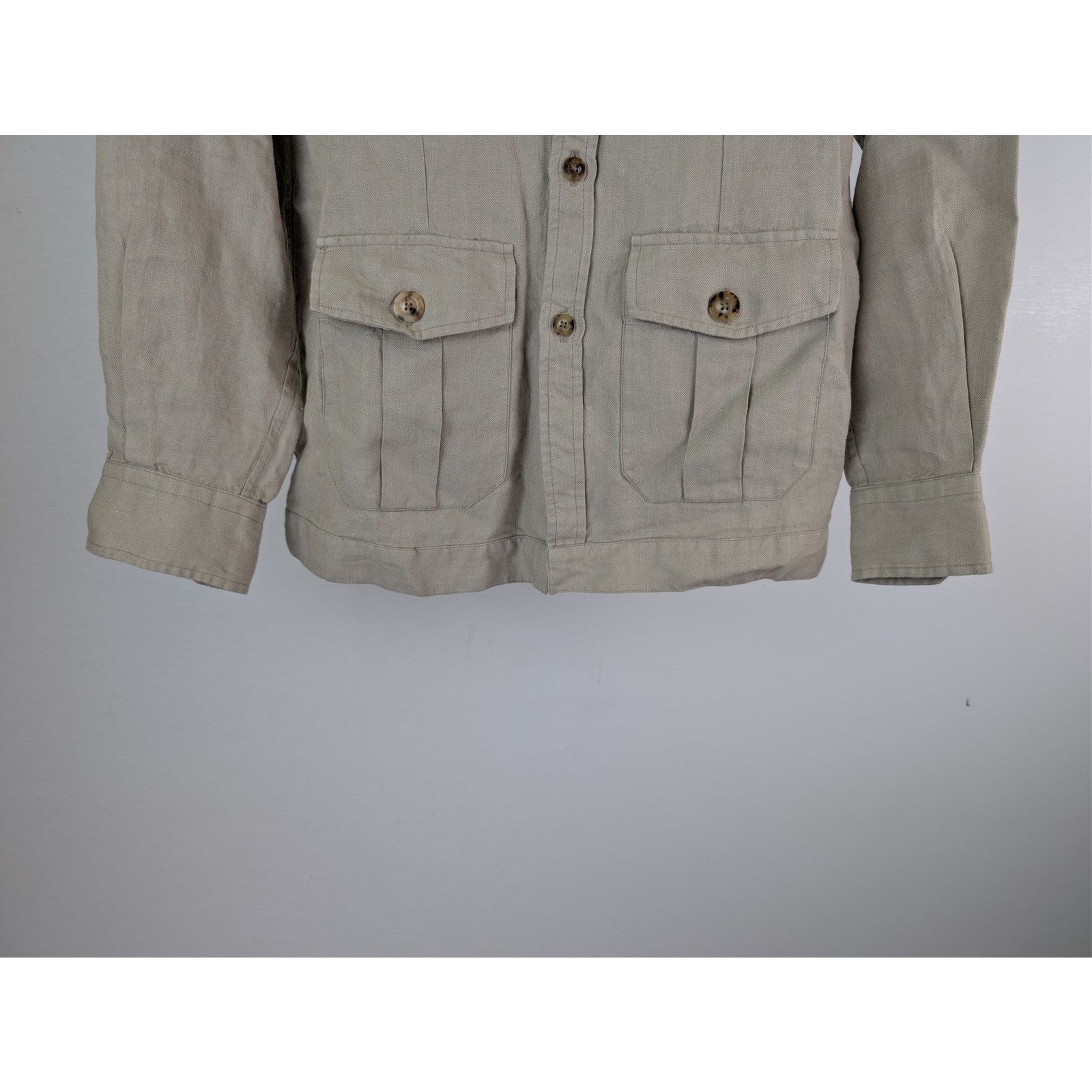 Boglioli o1rshd1 CC20 Button up Shirt with herringbone pattern Beige Size US S / EU 44-46 / 1 - 4 Thumbnail