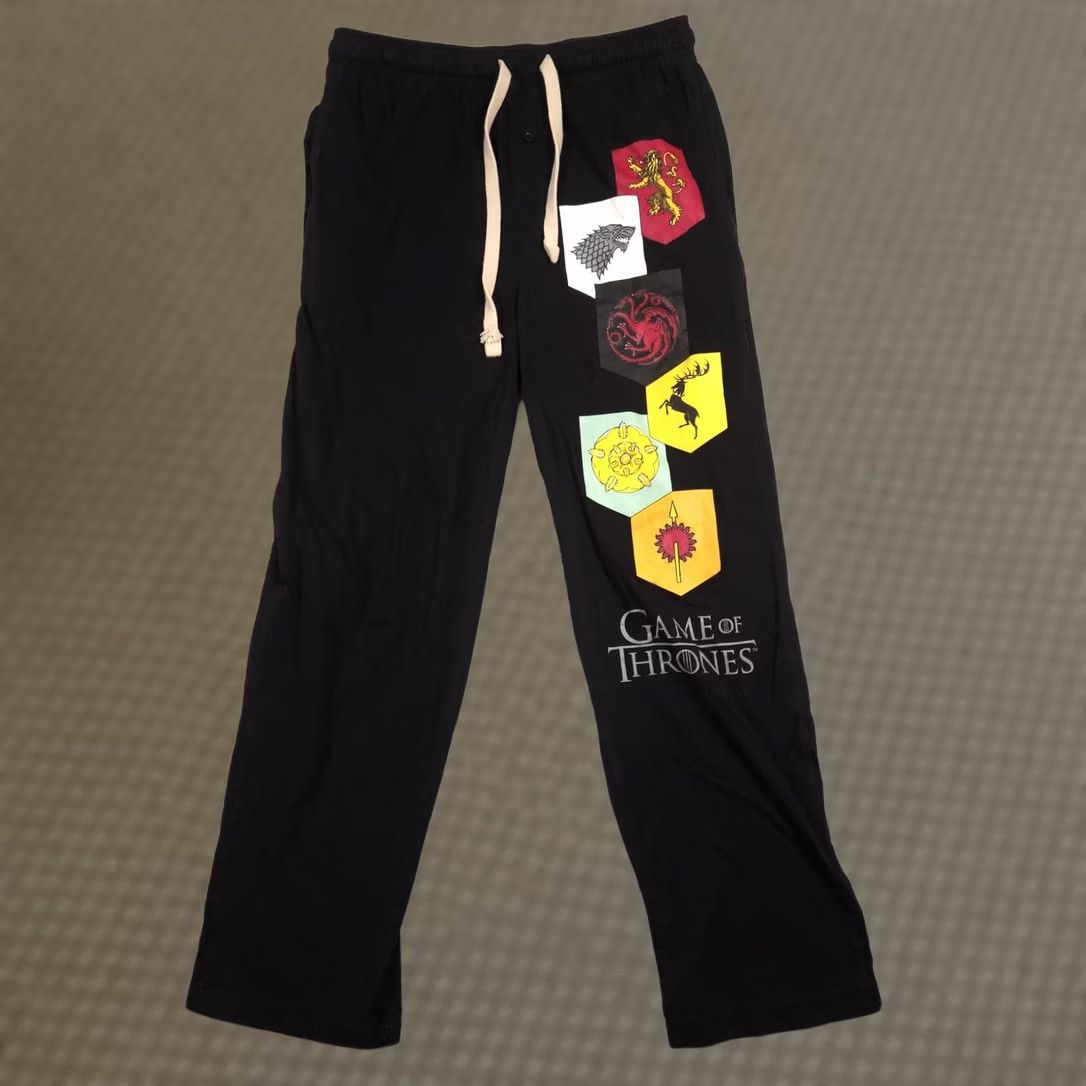 Vintage Game of Thrones Pajama Pants Mens Small Black House Sigils Lounge Sleepwear Size US 29 - 1 Thumbnail