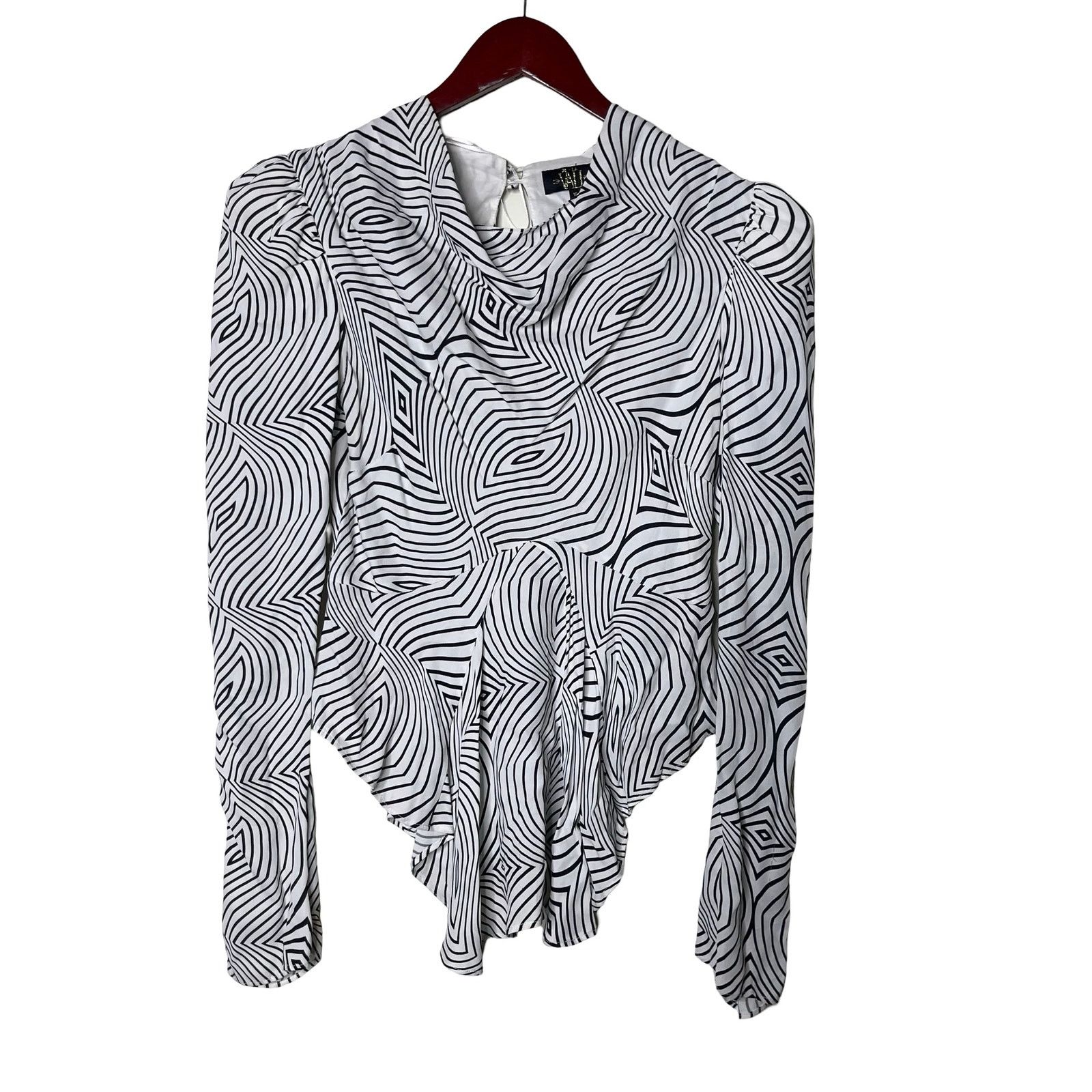 Other De La Vali Black White Trippy Bluemoon Top Blouse UK 10 US 6 Size M / US 6-8 / IT 42-44 - 4 Thumbnail