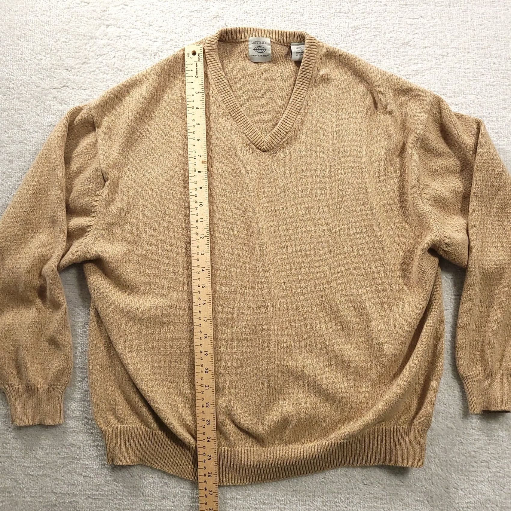 Vintage Northern Isles Sweater Mens 2XL Beige V-Neck 100% Cotton Pullover Knit Shirt Size US XXL / EU 58 / 5 - 5 Thumbnail