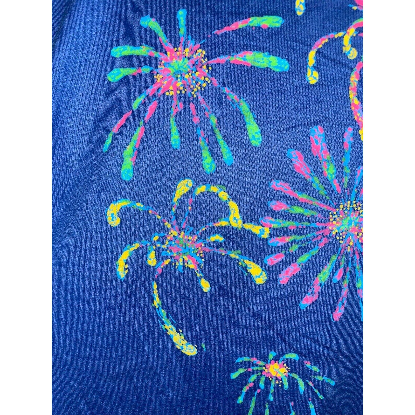 Jerzees Vintage Fireworks Shirt Jerzees Blue Splatter July 4th 80s L Size US L / EU 52-54 / 3 - 3 Thumbnail