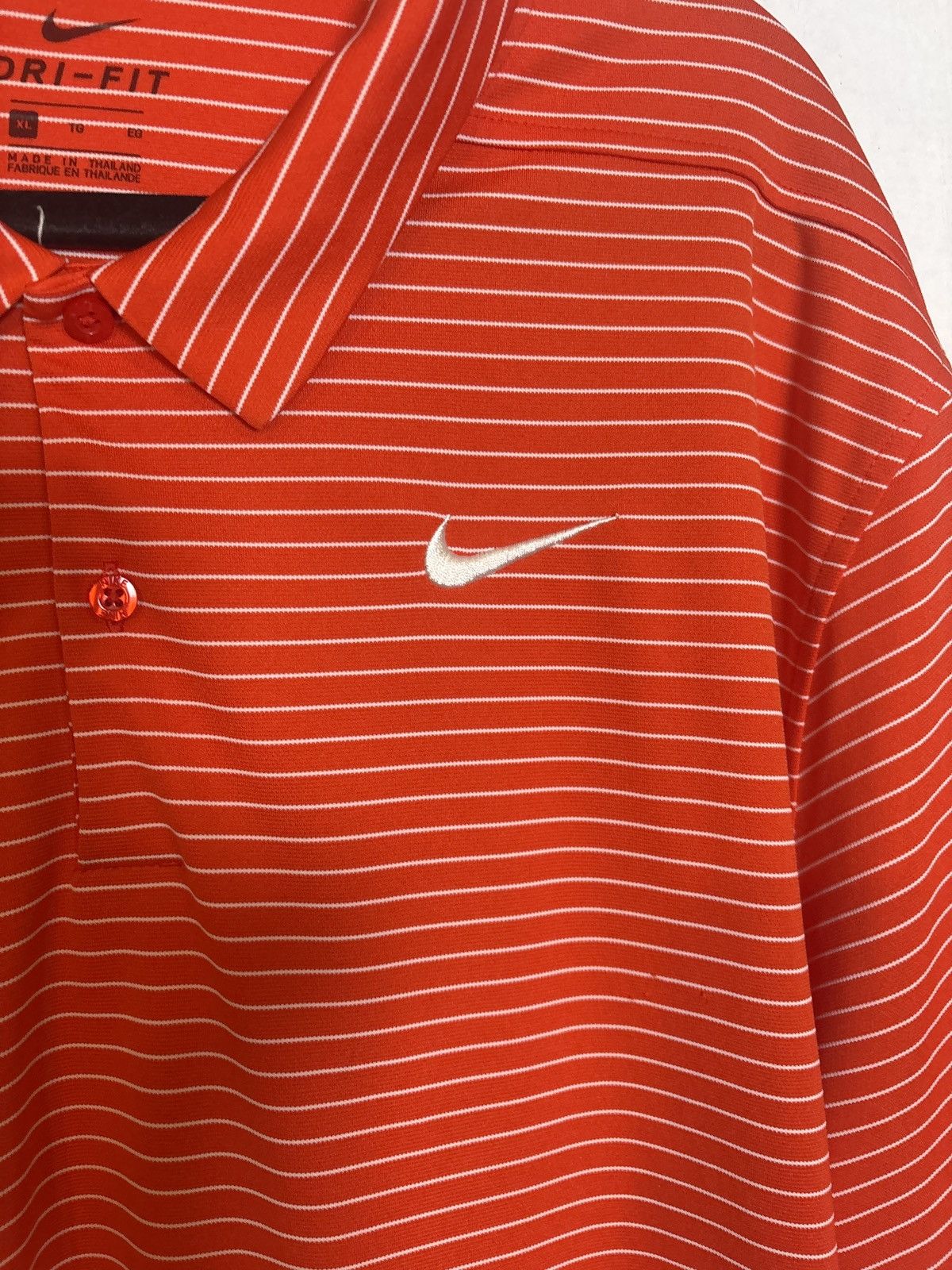 Nike Nike Dri-FIT Striped Polo Shirt – Orange/White – XL Size US XL / EU 56 / 4 - 2 Thumbnail