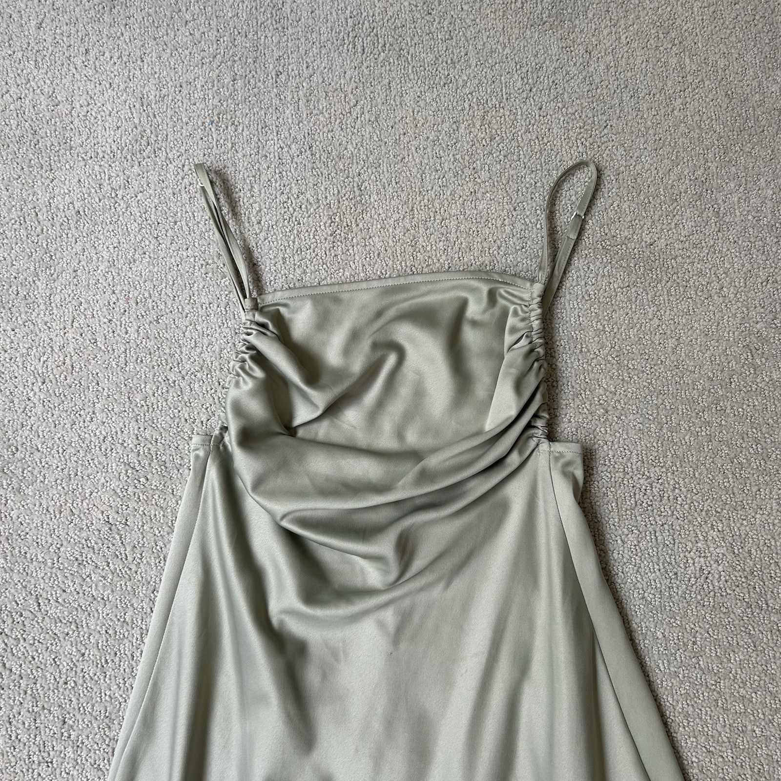 WeWoreWhat Danielle Bernstein Revolve Womens Green Satin Ruched Slip Mi Size XS / US 0-2 / IT 36-38 - 4 Thumbnail