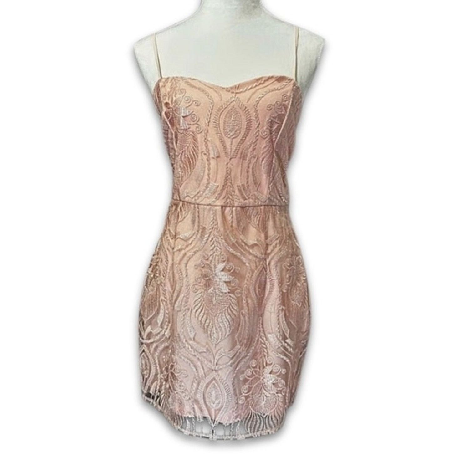 Area Area Star Floral Pink Mini Sheath Dress Sweetheart Neck L Size L / US 10 / IT 46 - 2 Thumbnail