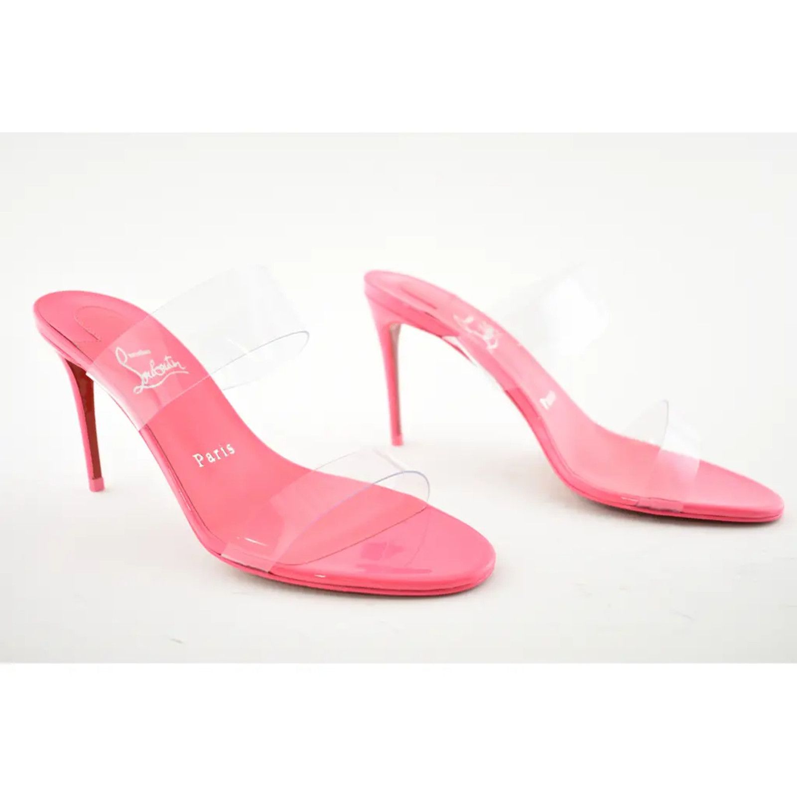Christian Louboutin Christian Louboutin Just Nothing 85 Pink Patent PVC Sandal Size US 6.5 / IT 36.5 - 4 Thumbnail