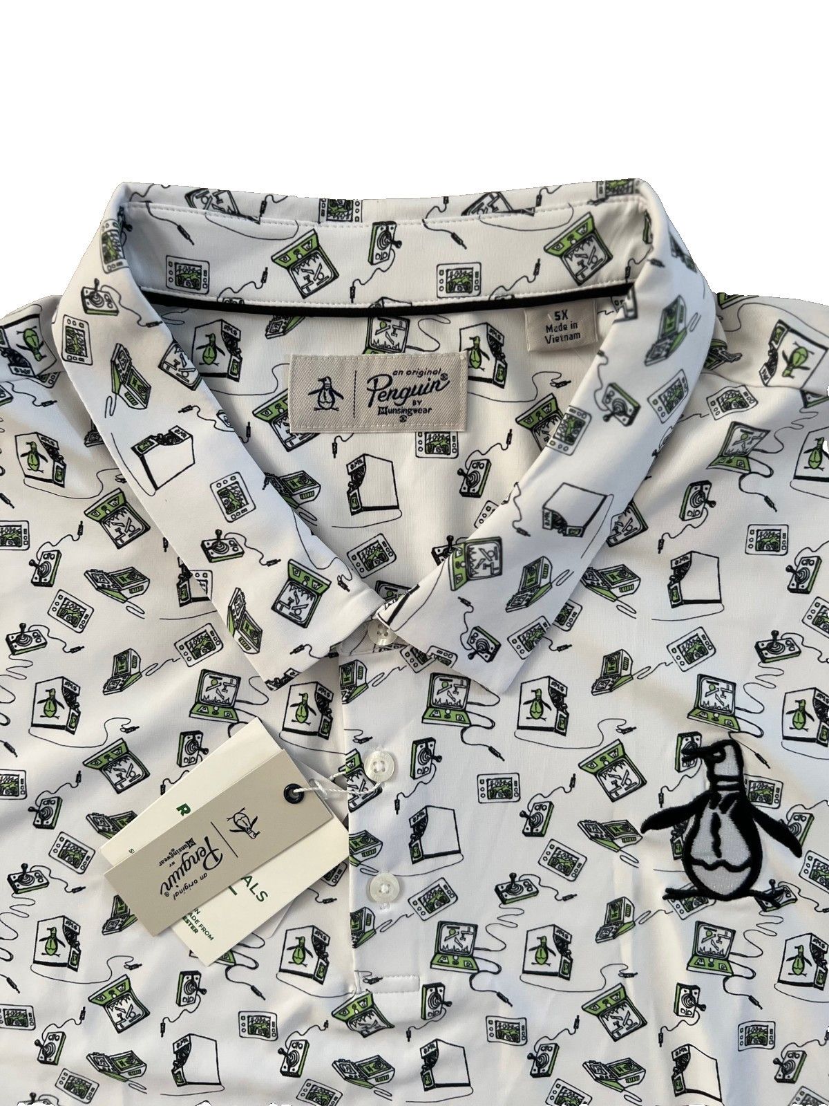 Original Penguin Original Penguin Retro Arcade Print Golf Polo Shirt ( 5X ) Size US XXL / EU 58 / 5 - 3 Thumbnail